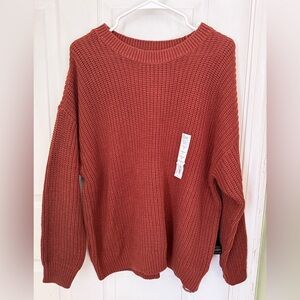 Croft & Barrow Textured Knit Crew Neck Sweater in Rust